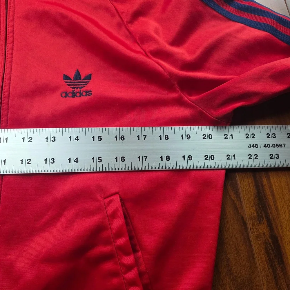 Vintage Adidas ATP Track Jacket Mens Medium Red Navy Made in USA Trefoil Zip